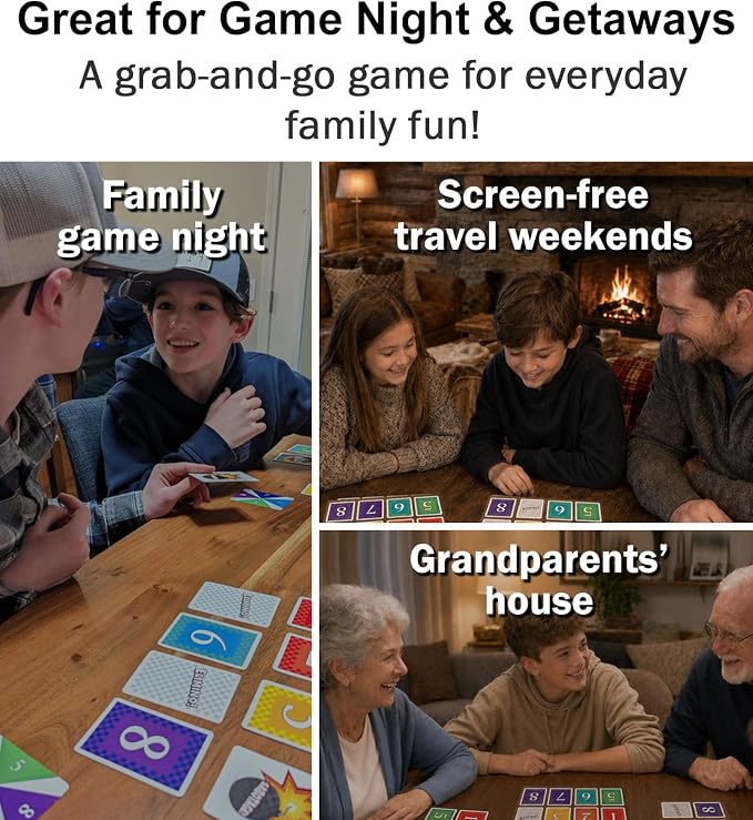 Elimino Family Card Game – Fast, Easy to Learn Card Game for Kids, Adults & Grandparents | Ages 7+, 2–5 Players | Family Game Night Gift