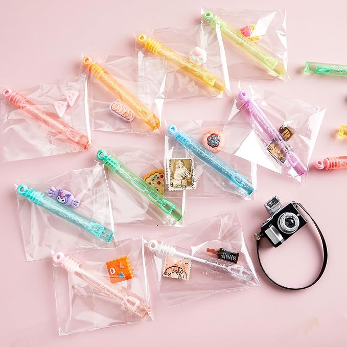 INSCRAFT Bubble Wand, 90 Pack Pastel Bubble Wands Bulk 15 Colors for Halloween, Summer Toys, Wedding, Outdoor Indoor Activity Use, Bubbles Party Favors, Gifts for Kids Toddlers