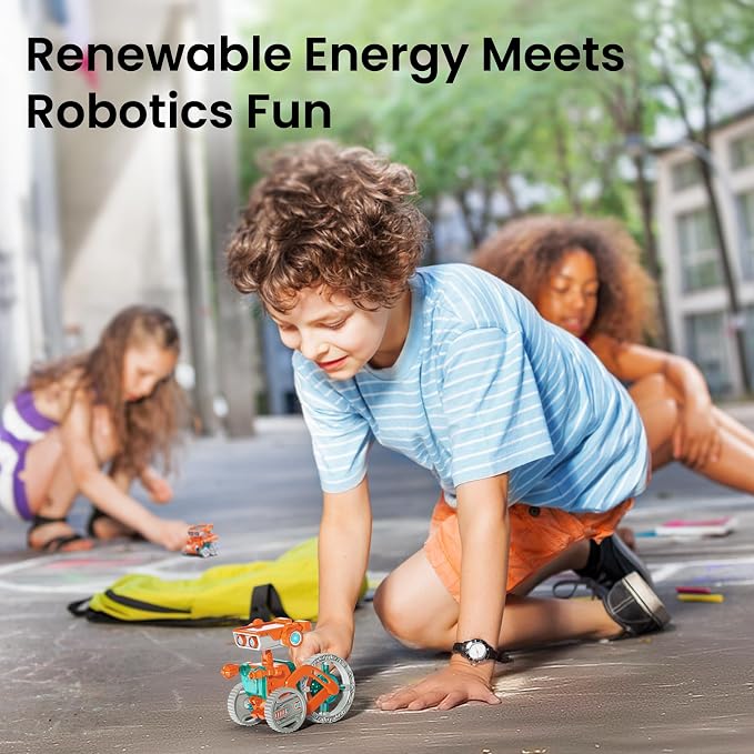 Sillbird Solar Robot Building Kit STEM Gift for Boys Aged 8-14, 15-in-1 DIY Science Educational Robotic Set, Solar or Battery Powered Toy for Kids Birthday with 212 Pieces