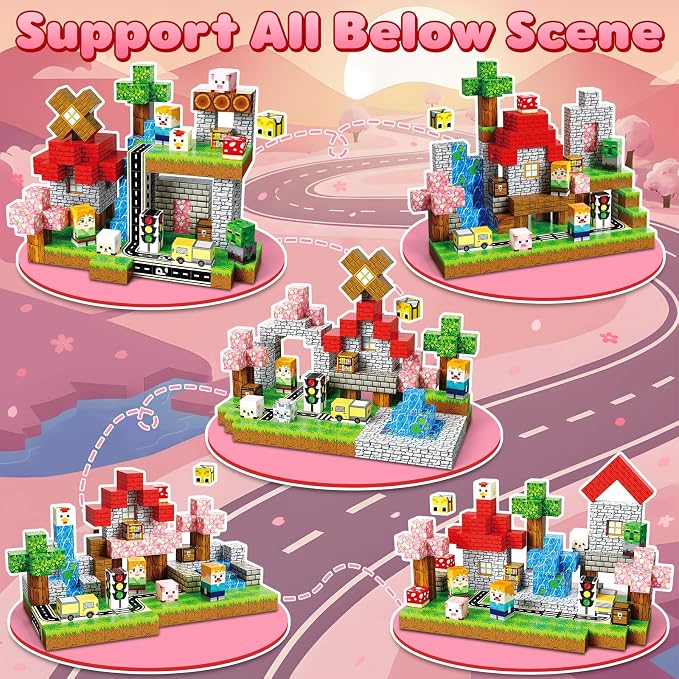 200PCS Magnetic Blocks, 0.8inch Magnetic Building Blocks, Magnetic Cubes, Sensory Stacking Toys for STEM Constructions Magnet Blocks for Kids Age 4 5 6 7 8-12, Boys Girls Birthday Gifts