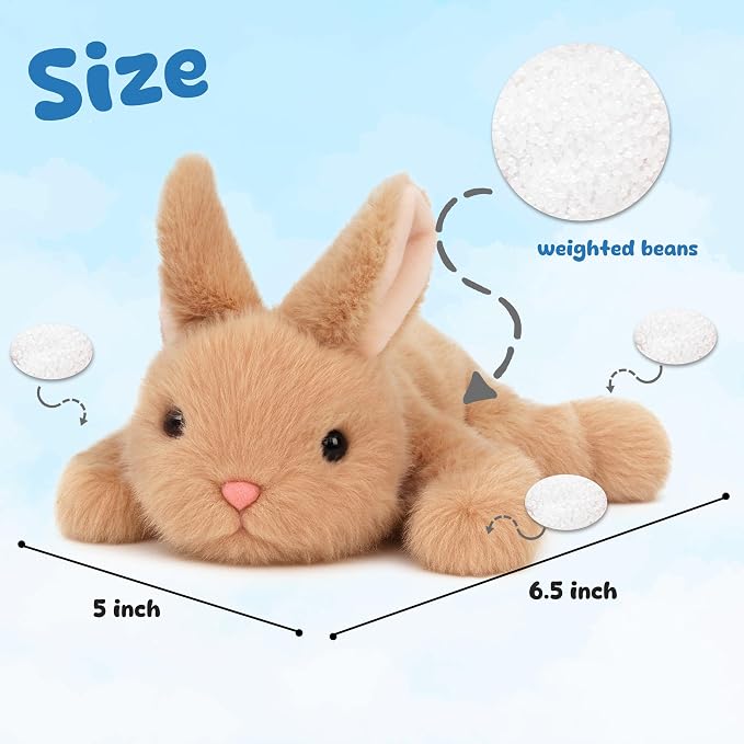 Adorable Easter Bunny Stuffed Animal Soft Brown Rabbit Plush Toy Cute Birthday Easter Gifts for Boys Girls Kids Toddlers