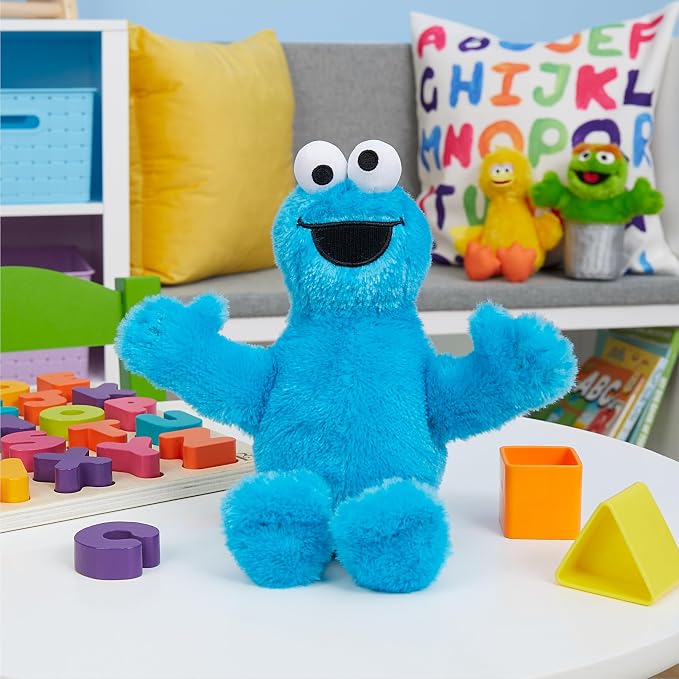 Sesame Street Friends 8-inch Cookie Monster Plush Stuffed Animal, Recycled Filling, Kids Toys for Ages 18 Month by Just Play