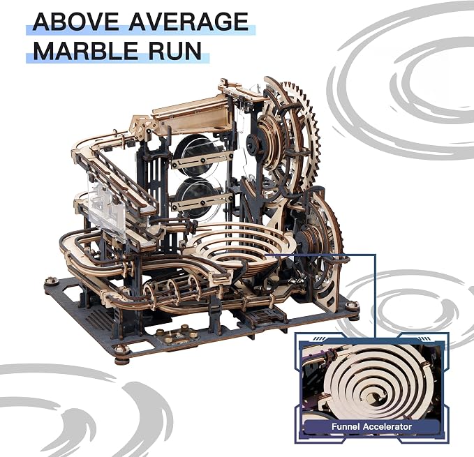 ROBOTIME 3D Puzzles Marble Run - LGA01 Marble Night City Wooden Model to Build - Model Building Kits for Adults