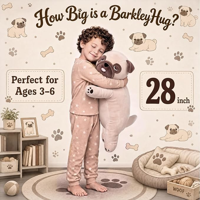 gnomantic Pug Weighted Stuffed Animals - 28 Inch 4.0 Pounds Weighted Plushies Pug - Large Bulldog Plush Stuffed Animals Pillow - Cute Plush Toys Gifts for Kids & Adults