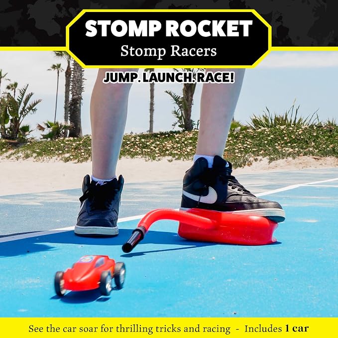 Stomp Racers Air Powered Race Cars by Stomp Rocket, Single Racer Pack - Dueling Stomp Racers Toy Car Launcher - Fun Backyard Outdoor & Indoor Multi-Player Kids Toys Gifts for Boys, Girls & Toddlers