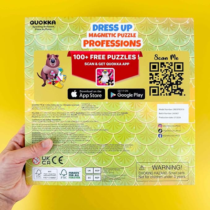 Quokka Magnetic Dress-Up Dolls for Girls Boys with 35 Magnetic Pieces - Creative Magnetic Play Set for Home or Travel - Perfect Magnetic Paper Dolls for Ages 3+, Boost Storytelling with Professions