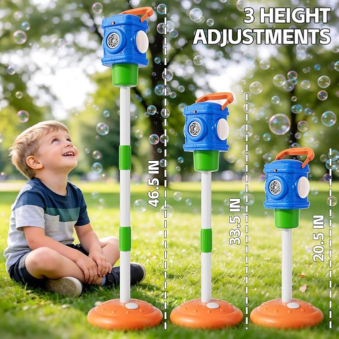 Bubble Machine for Kids, Remote Control Street Lamp Bubble Machine with Lights, Automatic Standing Bubble Tower, Outdoor Bubble Torch Toys for Wedding Summer Bubble Maker for Kids Ages 3 4 5 6 7 8 9