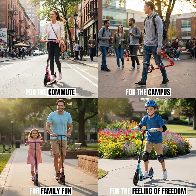 Kick Scooter for Kids, Teens & Adults - Lightweight Durable Frame, Smooth Ride, Sturdy Deck - Fun Rides for All Ages - Madd Gear
