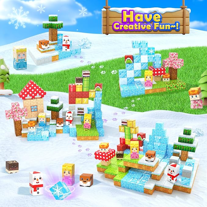 Coodoo 110PCS Magnetic Blocks - Build Mine Magnet World Magic Sword Portal Set, Magnet Kids Toys for Boys & Girls Age 3-5 4-8 5-7, STEM Magnetic Tiles Building Games Sensory Outdoor Toddler Toys