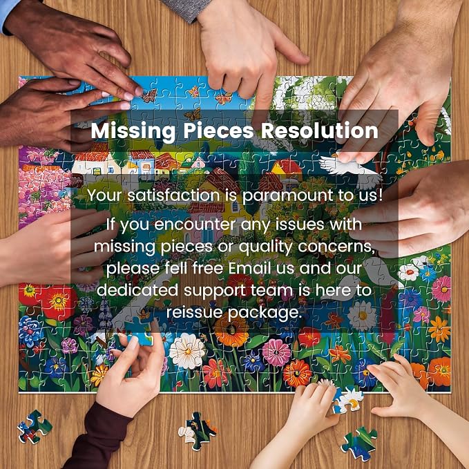 300 Pieces Puzzles for Adults, Large Piece Charming Village Jigsaw Puzzles,Colorful Village with Flowers,Birds Lake Puzzle for Kids Kids Ages 8-10 8-12 10-12,Puzzles for Family Game Nights,20.5x15 in