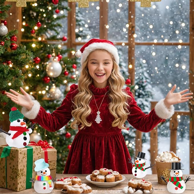 12Pack Build a Snowman Kit - Christmas Crafts for Kids,Air Dry Clay Snowman Crafts for Kids,Modeling Clay Snowman DIY Kit,Christmas Crafts Xmas Holiday Party Decor Gift,for Age 3+