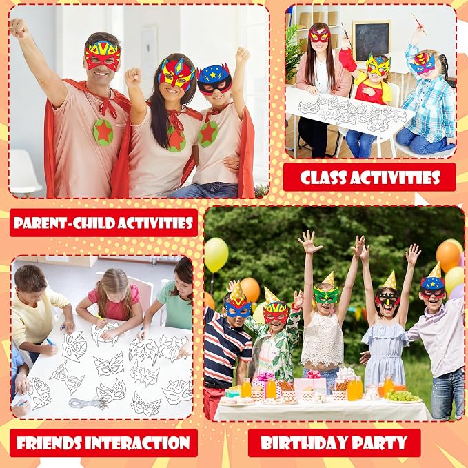 36 Packs super DIY theme hero Masks Hero Theme Crafts Color Your Own Masks heros DIY Paper Mask Arts and Crafts Helmet Paint for Kids Fun Home Activities Masquerade Party Supplies Super Party Favors