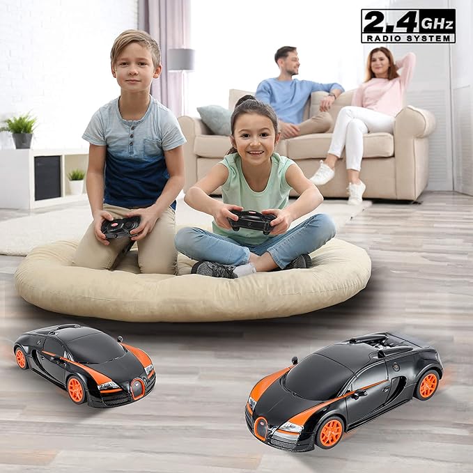 BEZGAR 1:24 Scale Bugatti RC, Officially Licensed Bugatti Grand Sport Vitesse Remote Control Car, 2.4GHz Wireless Electric Simulation Sports Toy Car for Adults Boys Kids Age 4-7,8-12