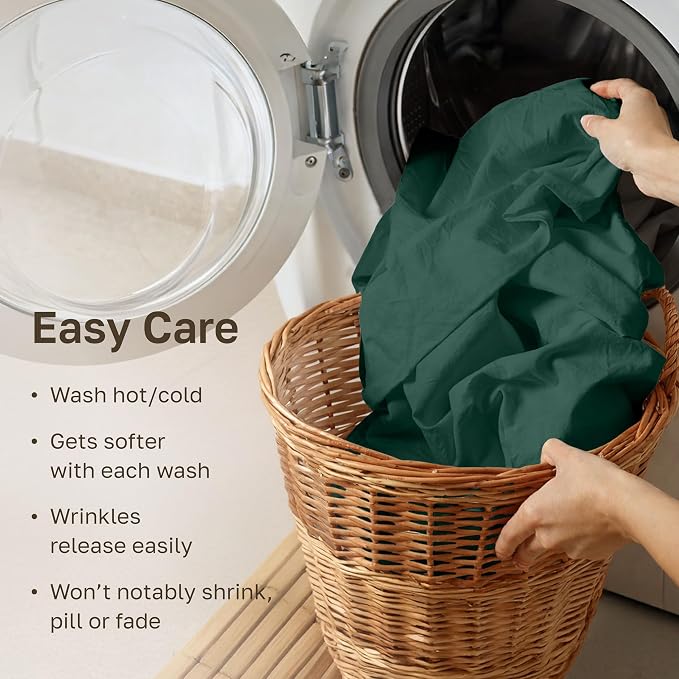 California Design Den Soft 100% Cotton Sheets Queen Size Set, 400 Thread Count Good Housekeeping Award Winner, Silky Sateen Weave with Deep Pockets, Long Staple Cotton Bed Sheet Set - Hunter Green