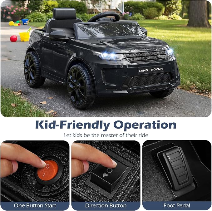 Costzon Ride on Car, Licensed Land Rover Discovery Sport Electric Vehicle, 12V Kids Car with Parent Remote Control, Music, Horn, Song, Gift for Aged 3+ (Black, 38” x 24” x 17”(L x W x H))