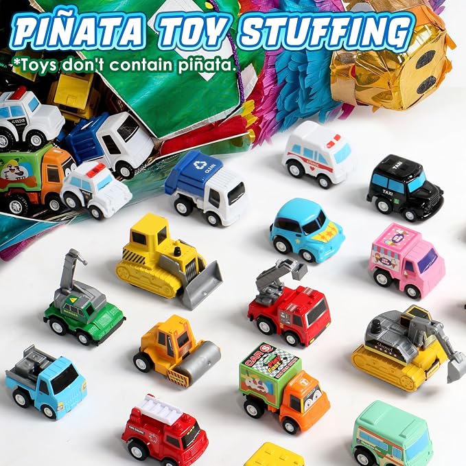 Fajiabao 18 PCS Toy Cars for Toddlers Mini Pull Back Cars Trucks Pinata Stuffers for Kids Party Favors for Kids 3-5 Classroom Prizes Basket Bulk & Goodie Bag & Treasure Box for 2 3 4 5 6 Boys Girls
