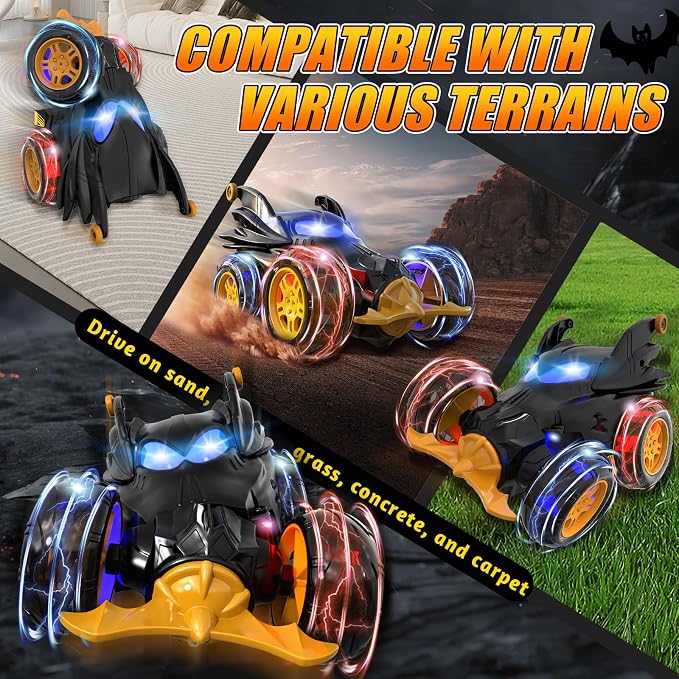 Remote Control Car for Boys - 360° Rotates and Flips 4WD Remote RC Stunt Cars for Kids, 2.4GHz RC Car with LED Lights, Easter Birthday Gift for Boy 3 4 5 6 7 8 9 13 Year Old