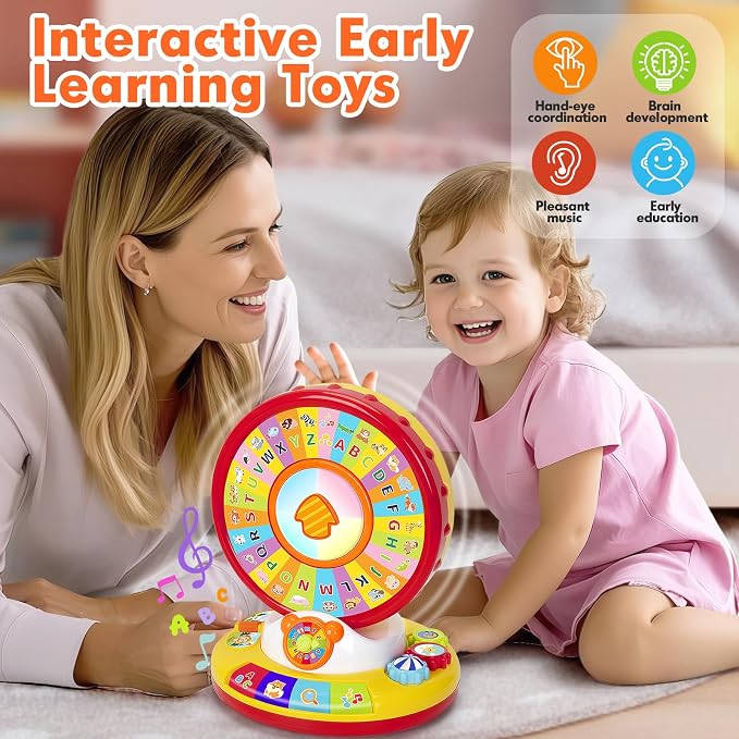 Learning Toy for 1 2 3 Year Old Boys Girls, Spin and Sing Alphabet Musical Toys with Light and Animal Sounds, Interactive Games for Toddlers 12-18 Months, Christmas Birthday Gifts for Baby Ages 1-3