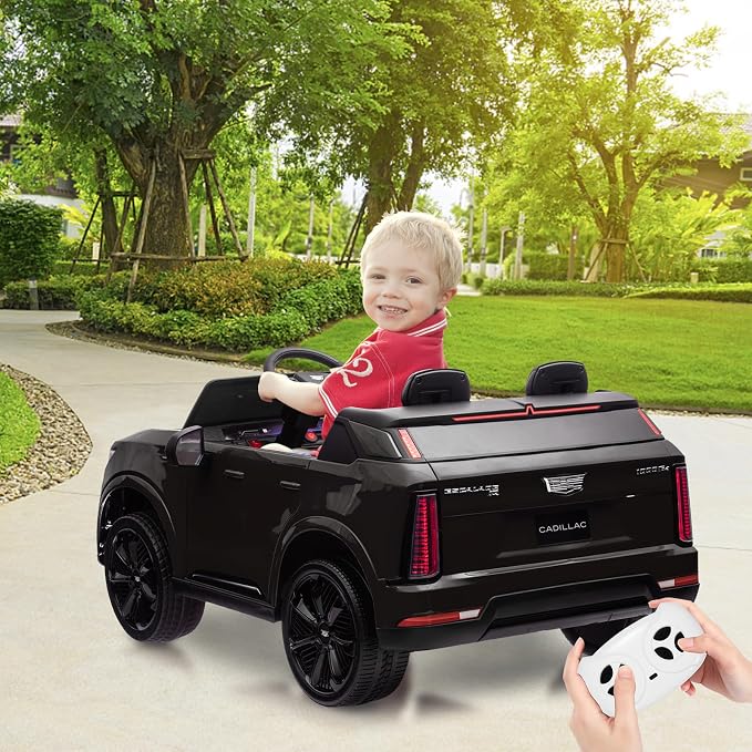 GarveeLife 24V 2 Seater Kids Ride On Car Licensed Cadillac Electric Car Toy for Toddlers Battery Powered Ride On Truck with 2.4G Remote Control, Spring Suspension, Music, LED Lights, Black