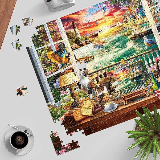 Puzzles for Adults 1000 Pieces, Jigsaw Puzzle for Adults, Fun Challenging Puzzle, Coast Window Puzzles Game, Interlock Perfectly No Dust, Gift for Valentine Friends Parents