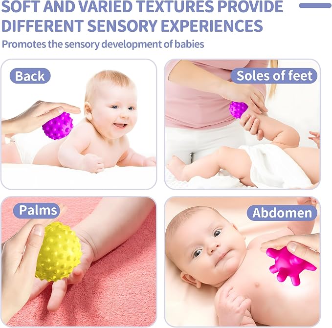 Montessori Toys, 6 PCS Sensory Balls for Toddlers 1-3 | Multiple Colorful Baby Textured Sensory Balls, Teething Toys, Hand Catching, Montessori Toys 6 months, Gifts for Newborn