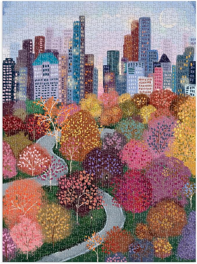 Galison Parkside View 1000 Piece Puzzle in a Square Box from Galison - 1000 Piece Puzzle for Adults, Beautiful Illustrations from Joy Laforme, Thick and Sturdy Pieces, Idea