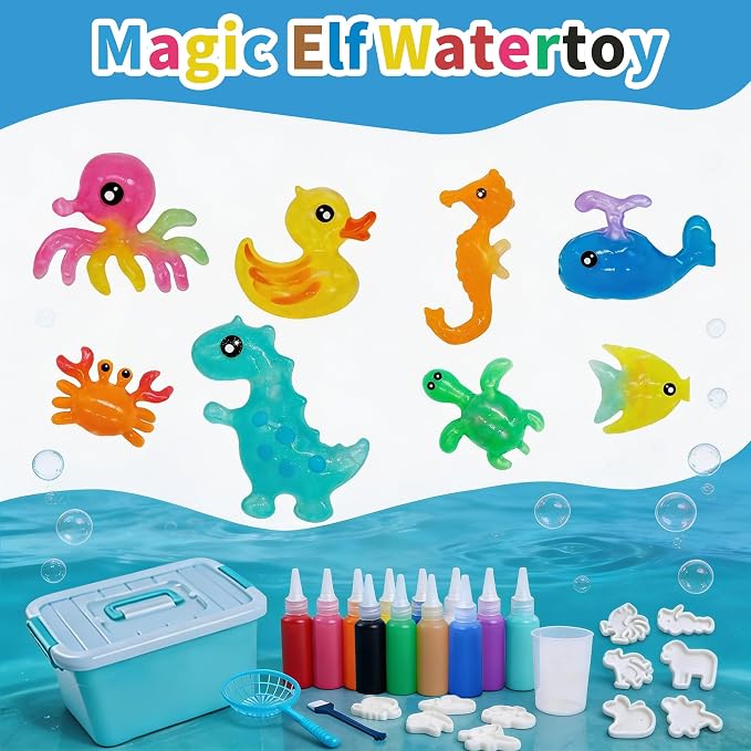 Magic Water Elf Toy Kits, Aqua Fairy Water Gel for Kids, 24 Gels 20 Molds, Squishies Squishy Toy Maker, Arts Crafts Magic Gel Water Pets Set for ages 3+ Girls Boys Toys Birthday Christmas Easter Gifts