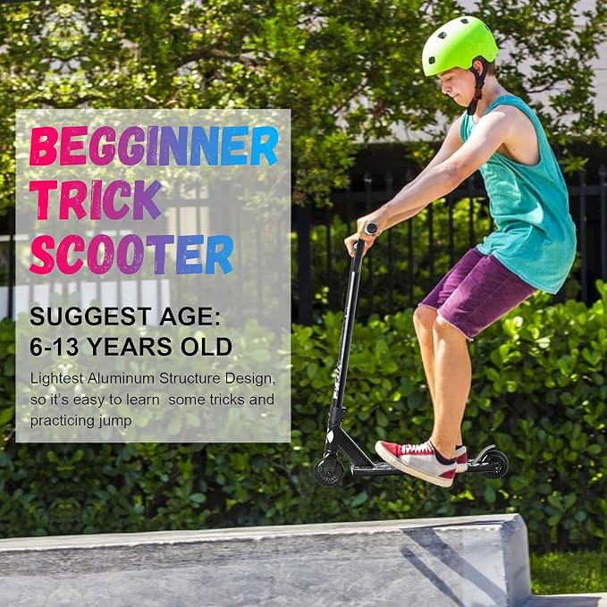 VOKUL Complete Pro Scooter for Kids Boys Girls Teens Up 6 Years - Freestyle Tricks Pro Stunt Scooter - High Performance Gift for Skatepark Street Tricks