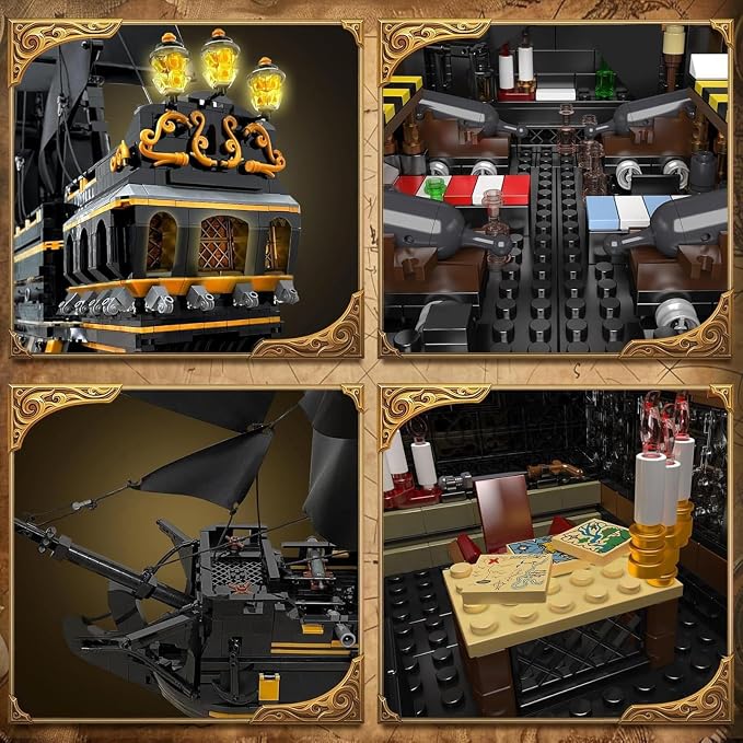 Mould King Pirate Ship Model Building Blocks Kits, Black Pearl Ship MOC Model Set to Build, Large Pirates Ship Boat Model Blocks Assembly Toy(5266 Pieces)