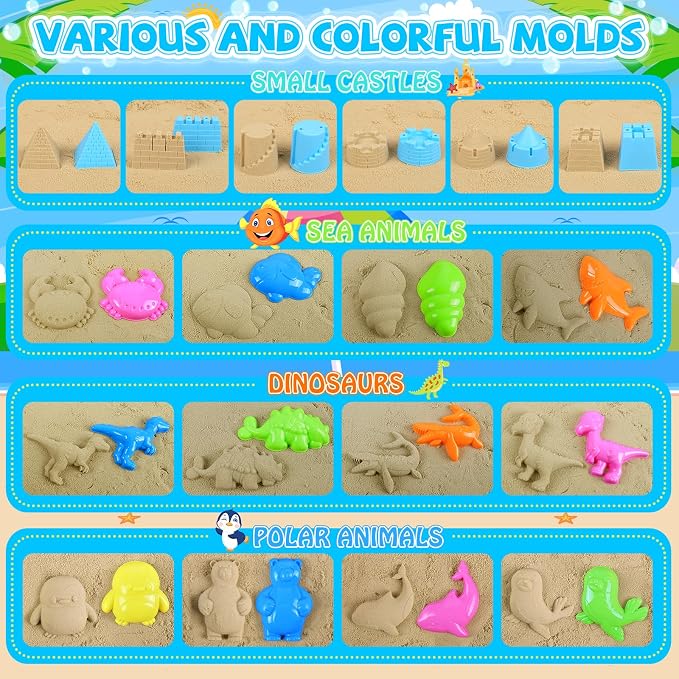 FHOZGECY Beach Sand Toys, 4 Construction Vehicles, 4 Collapsible Buckets, Sand Castle Molds with Travel Mesh Bags, Sandbox Play Set for Kids Ages 3-12, Multi‑Scene Play for Outdoor Summer Beach Games