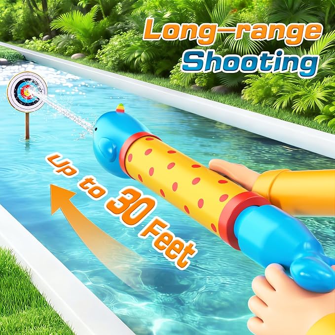 4 Pack Animal Shape Water Gun Blasters for Kids Ages 3-5 4-8, Water Shooter Waterproof Squirt Soakers, Pool Beach Summer Party Toys, Outdoor Water Play Games for Boys Girls Ages 3 4 5 6 7 8 9