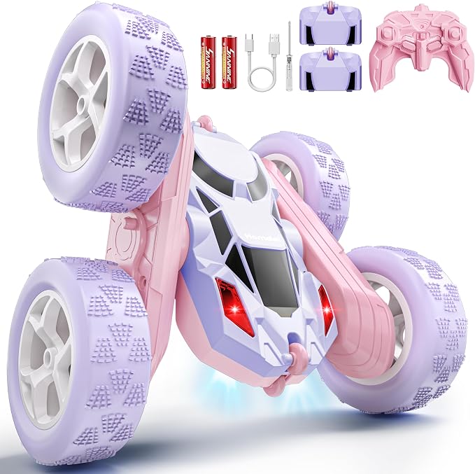 Hamdol Remote Control Car for Girls, Double-Sided Color Design Stunt RC Vehicle, Upgraded 4WD USB-C Rechargeable Toy, 2.4GHz Fast Electric STEM Toy, Birthday Age 6+