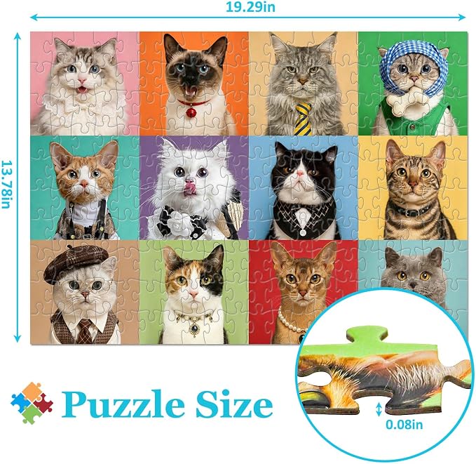 Puzzles for Kids Ages 6-8 8-10 Year Old - Cute Cats, 200 Pieces Jigsaw Puzzles for Kids Ages 10-12, Learning Educational Toys for Boys and Girls