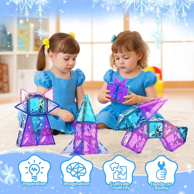 Paaxido Magnetic Tiles, 102 Pieces Diamond Magnetic Building Blocks for Girls, Princess Castle Kids Magnet Toys, STEM Educational Toys Gifts for Kids Toddlers Girls & Boys 3 4 5 6 7 8+ Year Old