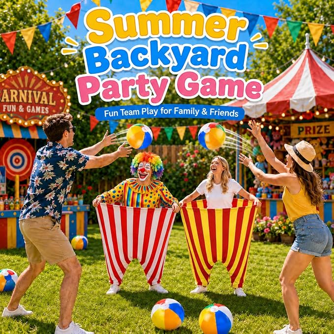 Granny Pants Yard Game,Giant Pants Outdoor Game,Oversized Pants Tossing Game with 24 Bouncy Balls and 4 Pumps Backyard & Outdoor Group Games for Family & Friends Gatherings