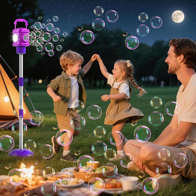 Bubble Machine for Kids, Automatic Bubbles Blower Maker for Kid Toddlers, 2-In-1 Remote Control Street Lamp Bubble Maker with Adjustable Height, Bubble Maker for Wedding Birthday Party Camping Outdoor