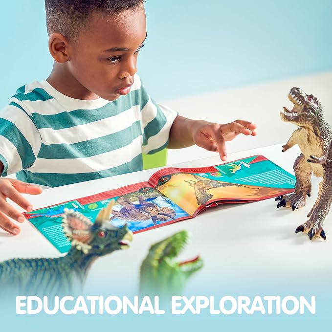 JOYIN Big Dinosaur Toys for Toddlers, 6 Piece Large Soft Dinosaur Figures with an Educational Book, Jumbo Realistic Toys for Boys and Girls Gift, Birthday Easter Gifts for Kids Ages 1 2 3 4 5