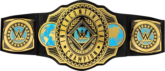 Mattel WWE Championship Title, Intercontinental Champion, Kid-Sized Belt Accessory for Role-Play & Costumes, 3+ feet Long with One-Time Adjustment