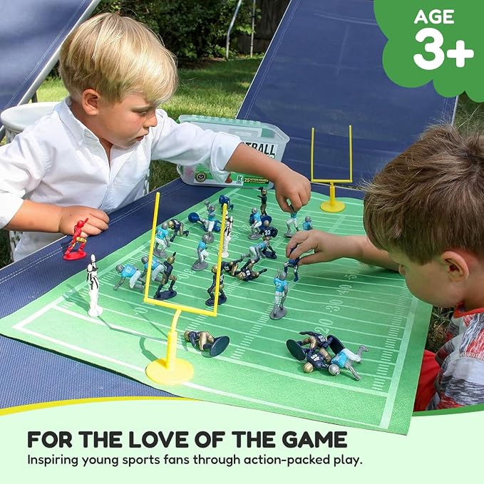 Kaskey Kids Football Guys, Navy Gold vs. Gray Blue, 30 Pieces in Each Set, Includes 2 Teams, Accessories, and Travel Storage Case, Nostalgic Sports Action Figures for Imaginative Play, Ages 3 and Up
