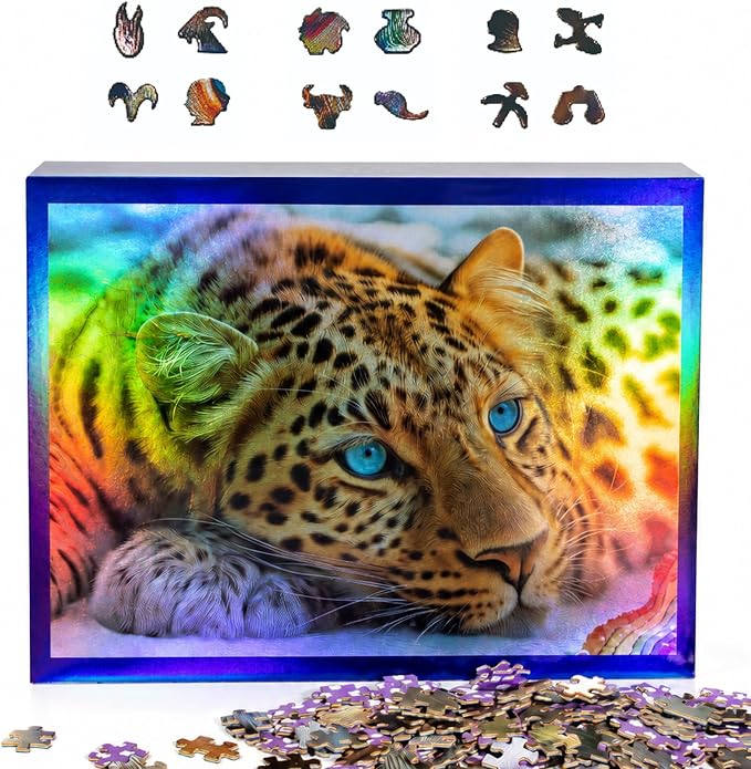 1000 Piece Puzzle for Adult, Premium Jigsaw Puzzles, Leopard Puzzle, Activities & 7 Layer Rainbow Paper, Framed Wall Art – Unique Gift for Adults & Puzzle Enthusiasts