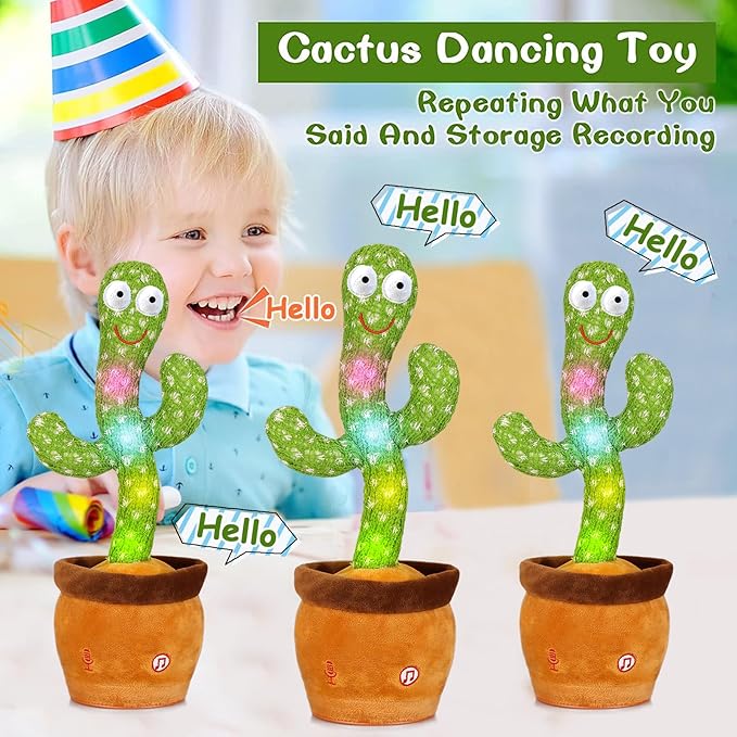 Emoin Talking Cactus Toy, Interactive Toys Dancing Cactus Toy Mimicking Repeating What You Say, Toddler Infant Baby Toys Gifts for 6 7 8 9 10 Month Old Baby Toys for 1 2 3 Year Old Boy Girl