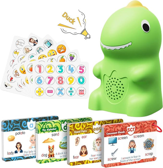 KOKODI Dinosaur Talking Pen with Phonics Cards, Autism Sensory Interactive Game for Kids Ages 3-8 Kindergarten Preschool Learning Activities, ABC 123 Learning Set for Toddler Educational Birthday Gift