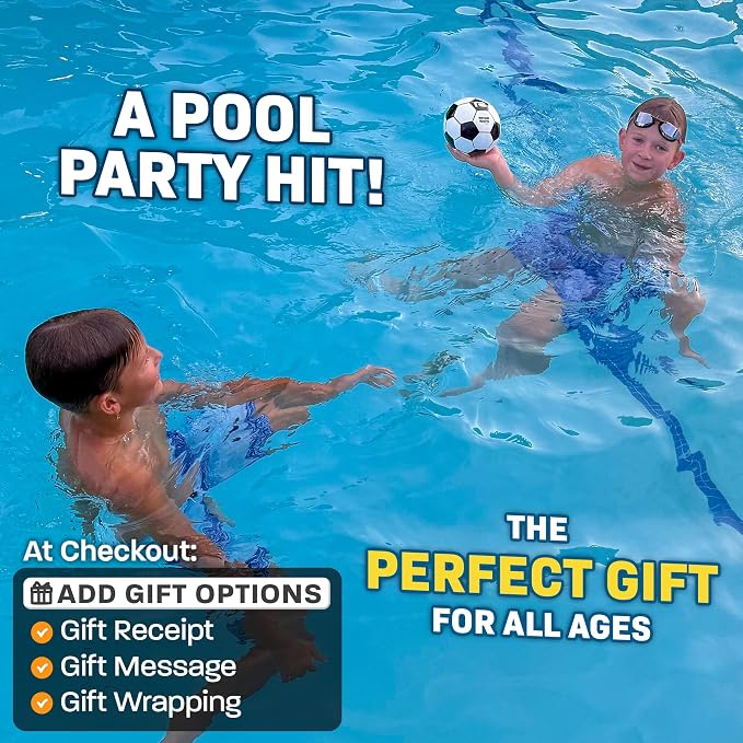 Aqua Dive Pool Ball - Underwater Pool Toys For Kids & Teens - Fun Summer Water Toys & Beach Games for Boys and Girls - Kick, Throw, Pass Underwater - 6" Soccer Ball Gift for 5 6 7 8 9 10+ Year Old