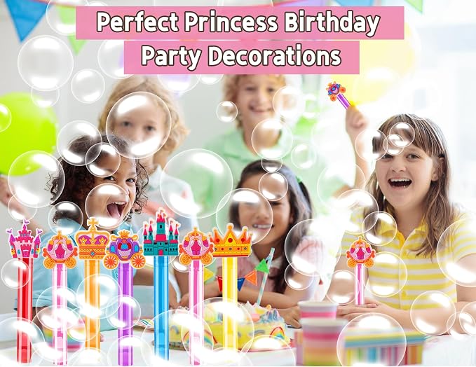 24PCS Princess Bubble Wands Toys for Kids, Princess Birthday Party Favors Supplies Decorations, Classroom Prizes, Pinata Fillers, Goodie Bag Stuffers Gifts