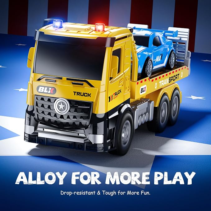 ORANGE OCEAN Tow Truck Toys for 2 3 4 Year Old Boys, 4 Pack Dump Crane Tow Truck Toy with Light & Sound, Trucks for Toddlers 2-4 Years, 2 3 4 Year Old Boy Toys, Birthday Gifts for 2 3 4 Year Old Boys