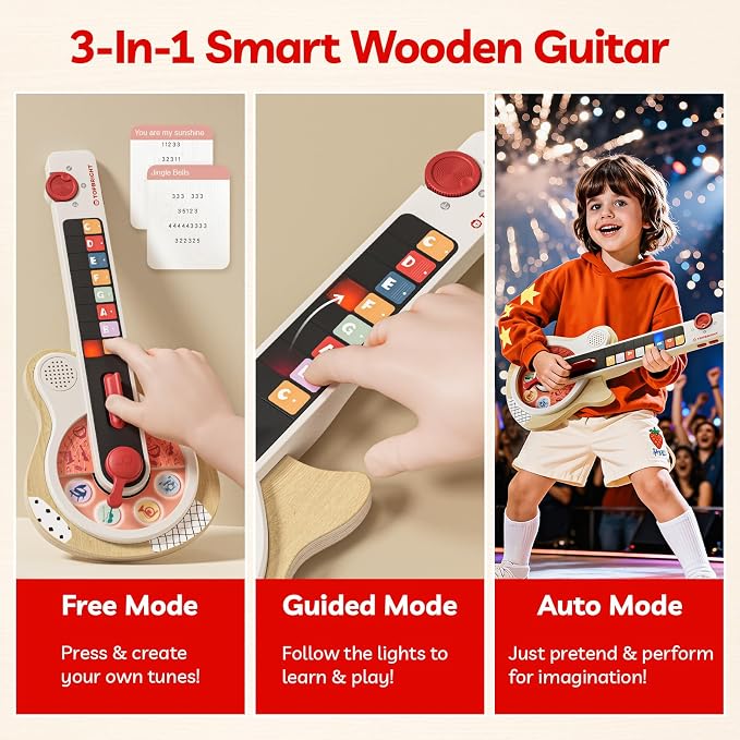 TOP BRIGHT Montessori Busy Board (Wooden Kids Guitar)