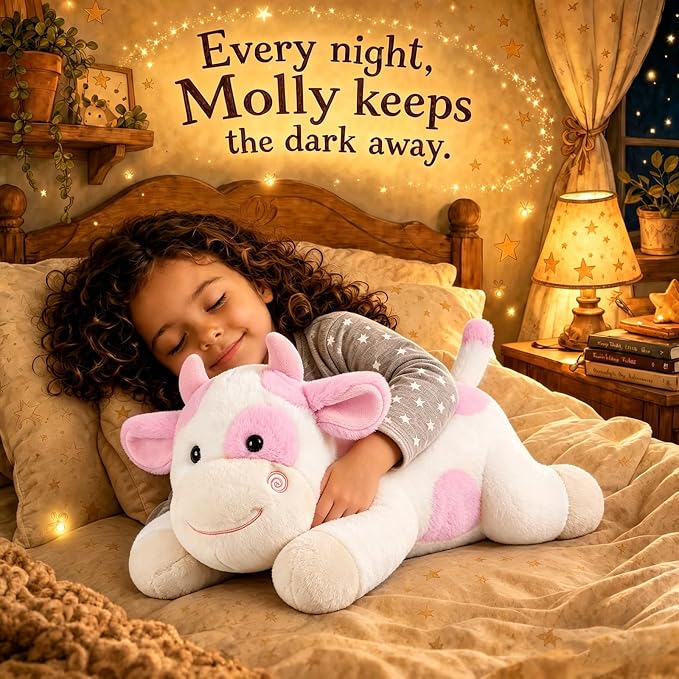 gnomantic Cow Weighted Stuffed Animals - 28 Inch 5.0 Pounds Weighted Plushies Cow Stuffed Animals - Big Plush Pillow - Cute Plush Toys Gifts for Kids & Adults (28" 5.0 lbs Pink)