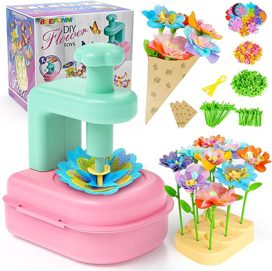 beefunni Flower Bouquet Craft Kits with Flower Maker,DIY Flower Making Kit for Kids,Flower Crafts for Kids Ages 4-8,Girls Arts and Crafts Age 6-8,Flower Toys for 4 5 6 7 8+Year Old Girl Birthday Gifts