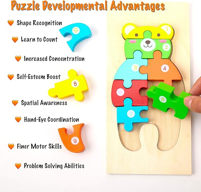 Montessori Mama Wooden Toddler Puzzles for Kids Ages 3-5, Montessori Toys for 3 Year Old, Animal Toddlers Toys Ages, 4-Pack Learning Toddler Puzzle