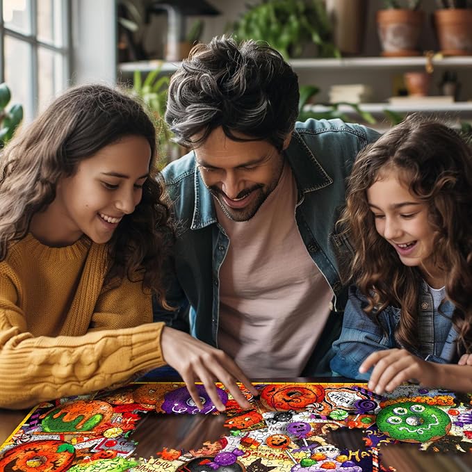 White Mountain 1000 Piece Halloween Jigsaw Puzzle Fall and Autumn Food Collage Puzzles Large Pieces Gift for Adults and Family 24"x30" - Trick or Treat